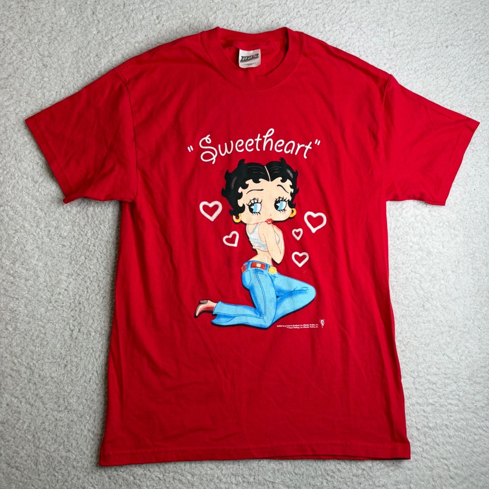 Vintage 2003 Big Ball Sports Betty Boop Sweetheart Red Graphic T-Shirt Mens M